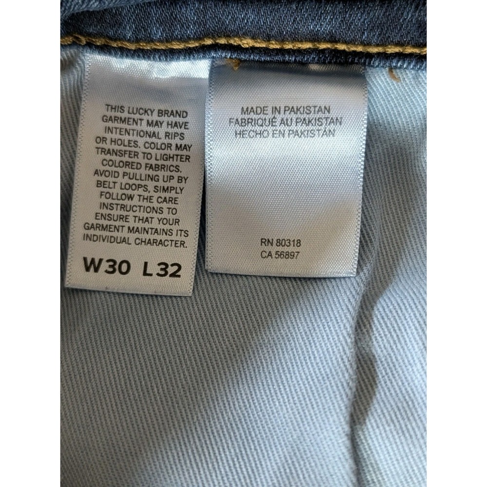 Lucky Brand 410 Athletic Straight Jeans Mens 30x32 Noble Wash Blue Altered Waist - Picture 5 of 12